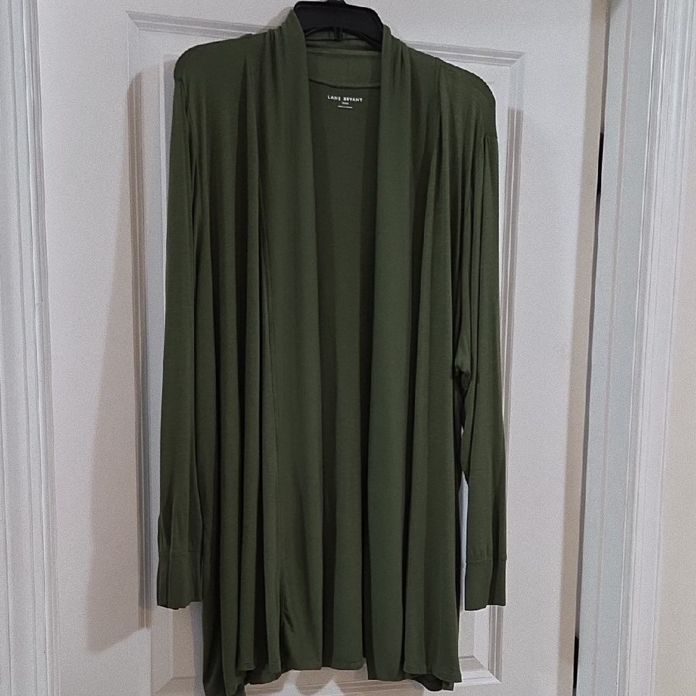 Lane Bryant Luxe Green Open Cardigan